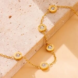 18k Gold Plated Bracelet with Crystal Charms